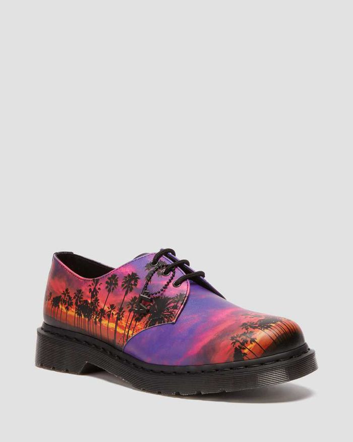 Dr Martens Oxfords Dame Rød/Lilla 1461 Los Angeles Læder 3149RNDLY